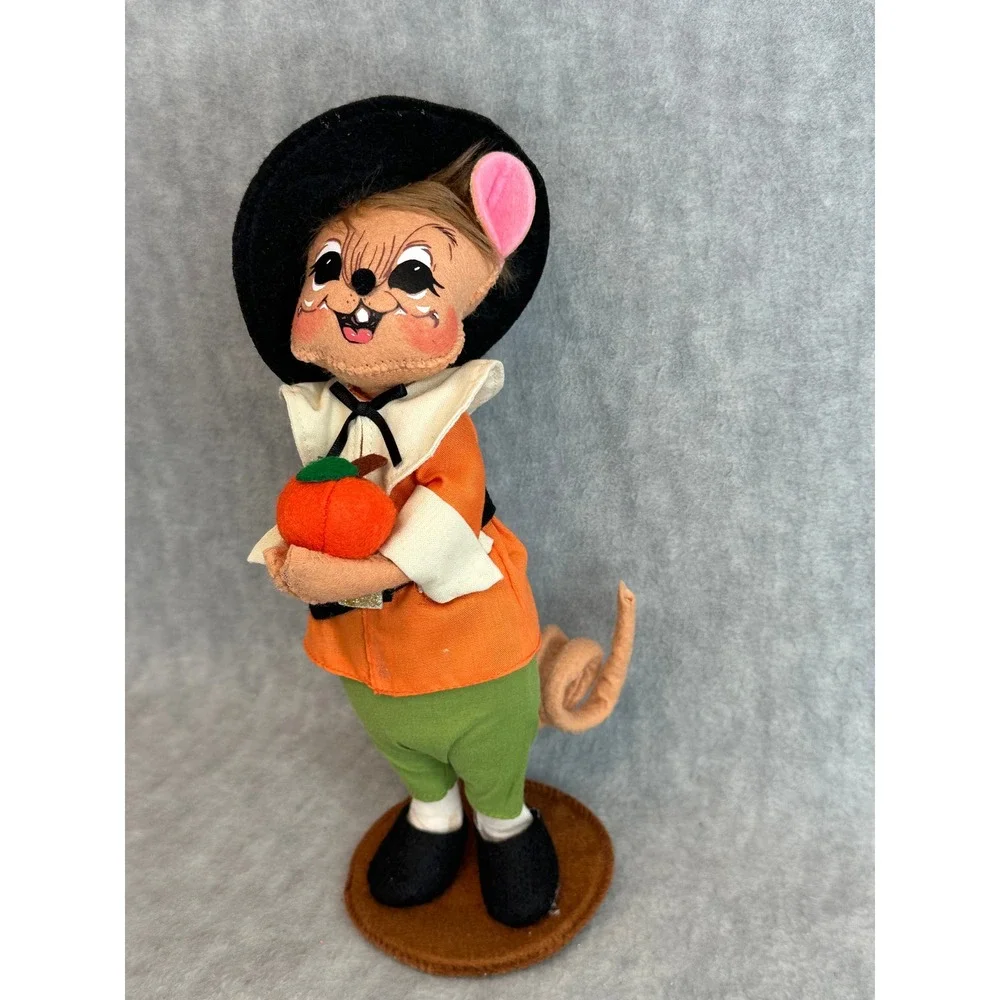 VTG Annalee Pilgrim Boy Mouse Folk Art Felt Figurine‎ Thanksgiving Autumn Decor